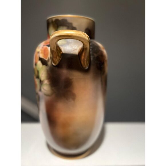 Rare Hand-Painted 13 Inch Nippon Urn/Vase – Smokey Amethyst Clematis - Picture 2 of 6